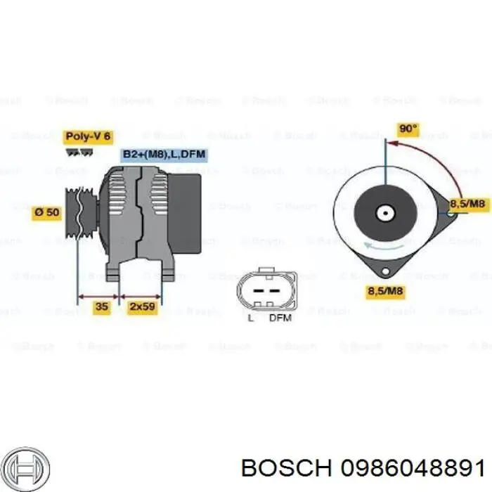 Генератор Bosch 0986048891 ціна, від 36.68 USD