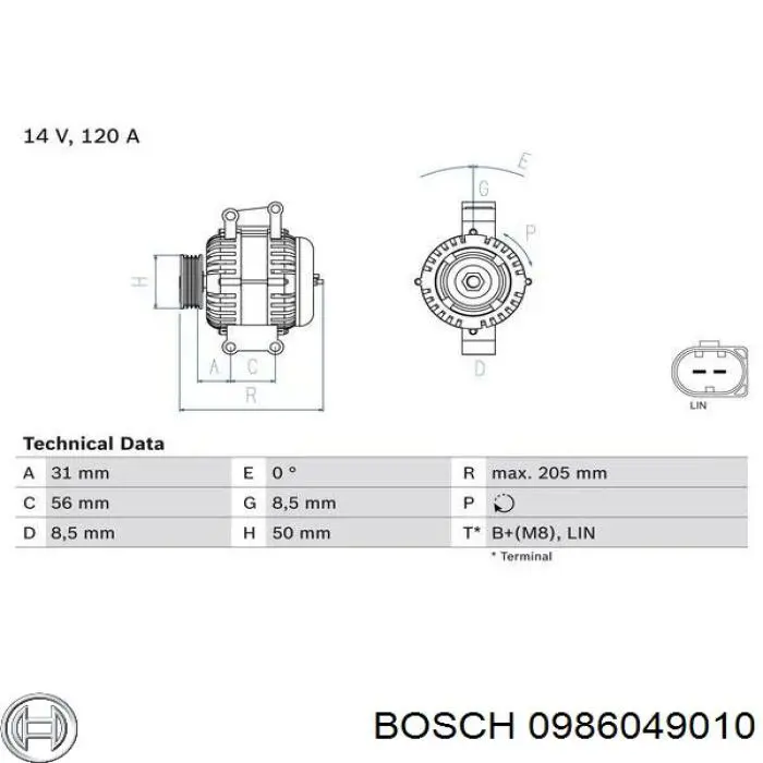 Генератор 0986049010 Bosch