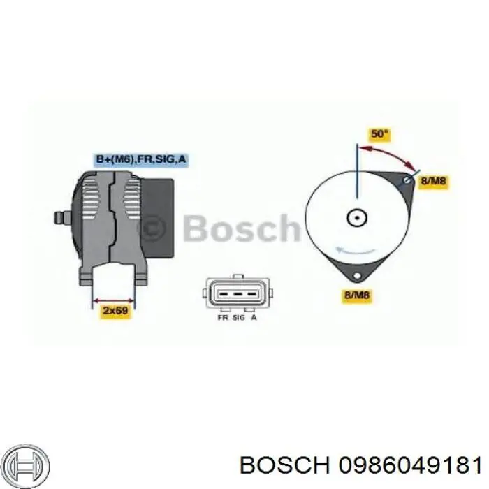 Генератор Bosch 0986049181 ціна, від 134.82 USD