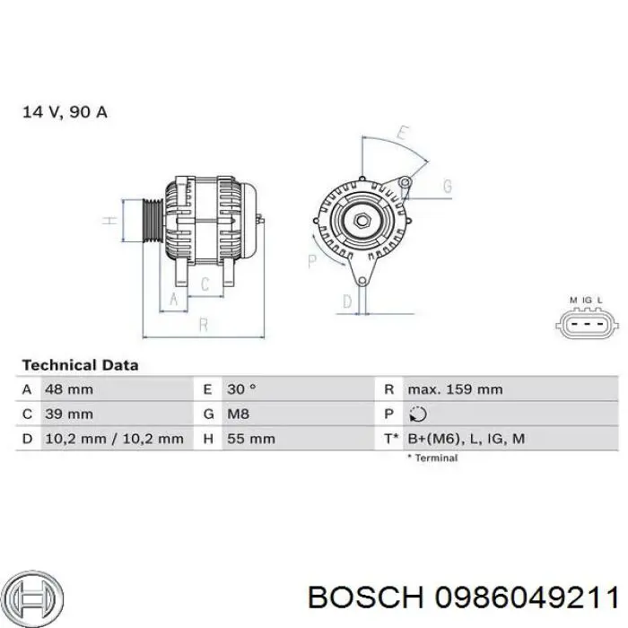 0986049211 Bosch генератор