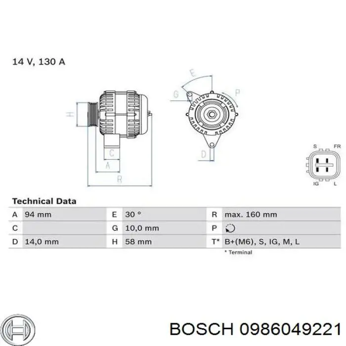 0986049221 Bosch генератор