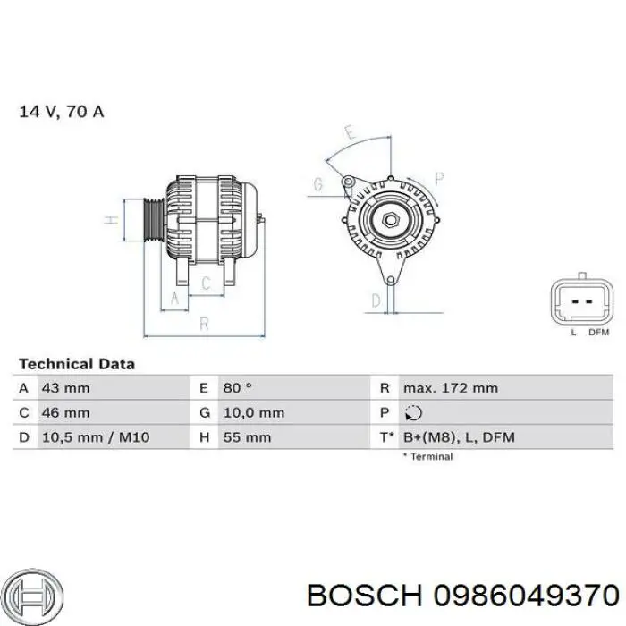 0986049370 Bosch Авто генератор