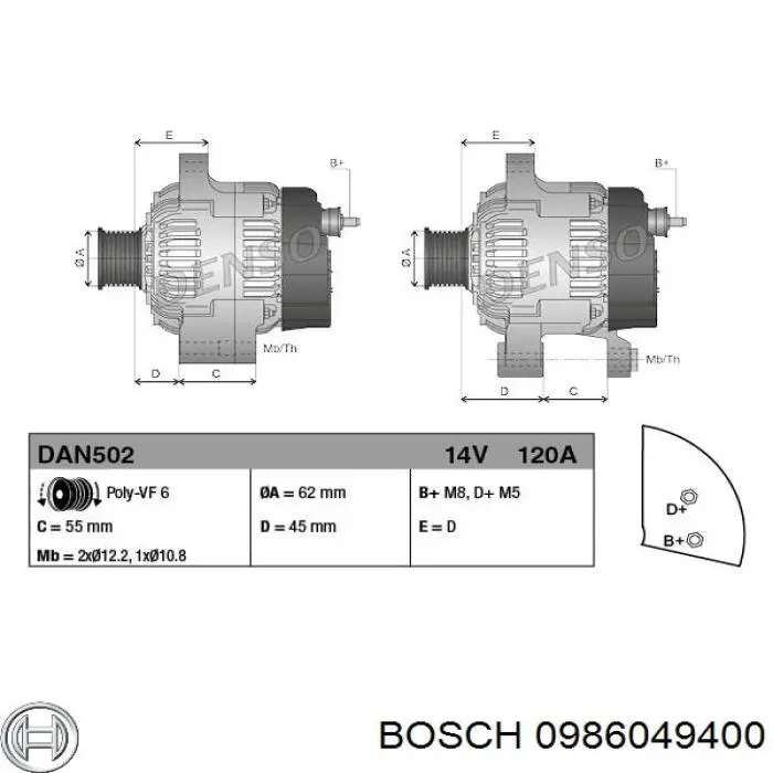 0986049400 Bosch Авто генератор