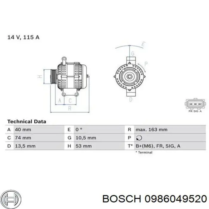0986049520 Bosch генератор