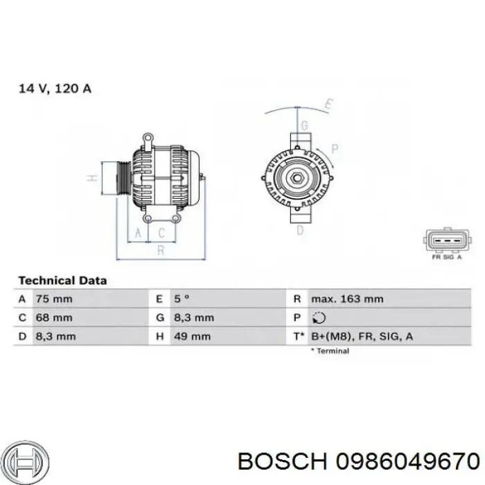 0986049670 Bosch генератор