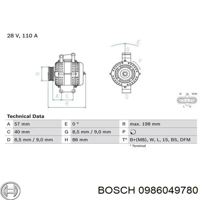 0986049780 Bosch Авто генератор