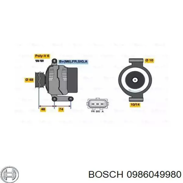 0986049980 Bosch Авто генератор