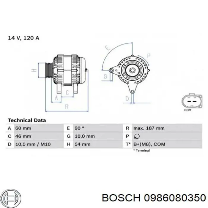 0986080350 Bosch генератор