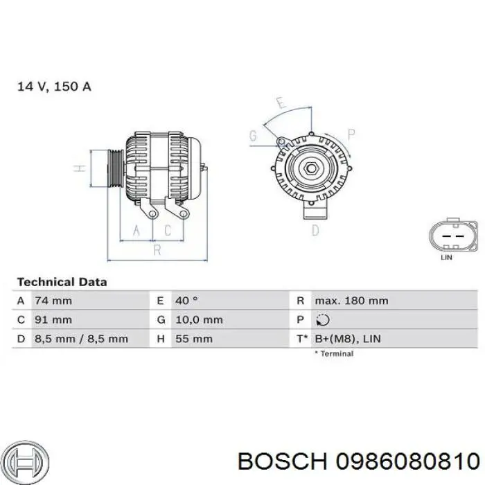 0986080810 Bosch генератор