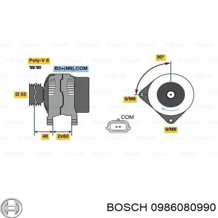 0986080990 Bosch Авто генератор