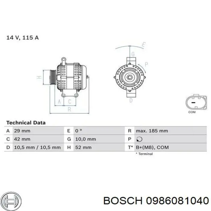 0986081040 Bosch генератор