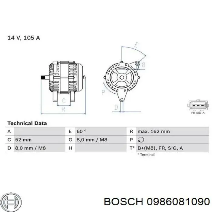 0986081090 Bosch Авто генератор