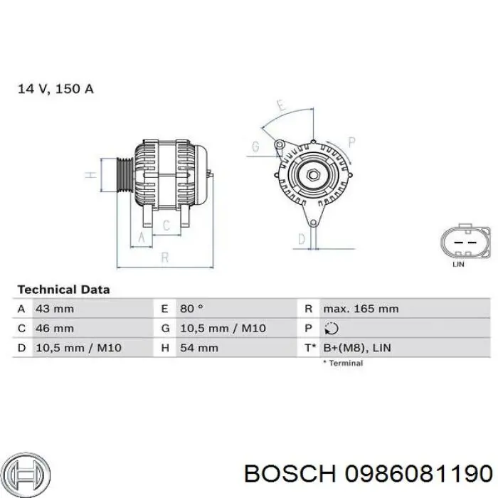 0986081190 Bosch генератор