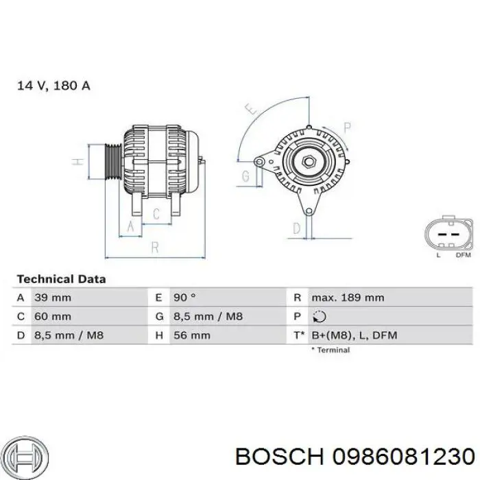 0986081230 Bosch Авто генератор