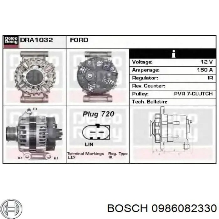 0986082330 Bosch Авто генератор