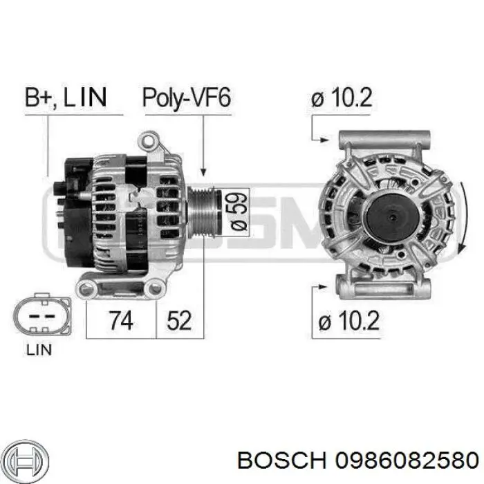 Генератор 0986082580 Bosch