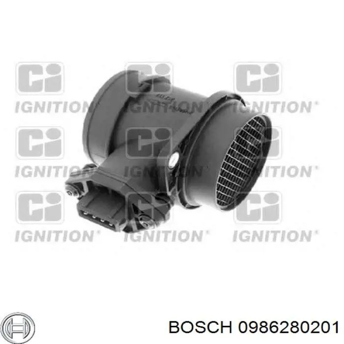 Датчик масової витрати повітря Bosch 0986280201 ціна, від 48.84 USD