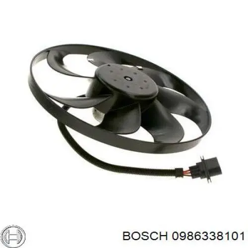 0986338101 Bosch електровентилятор охолодження в зборі (двигун + крильчатка)