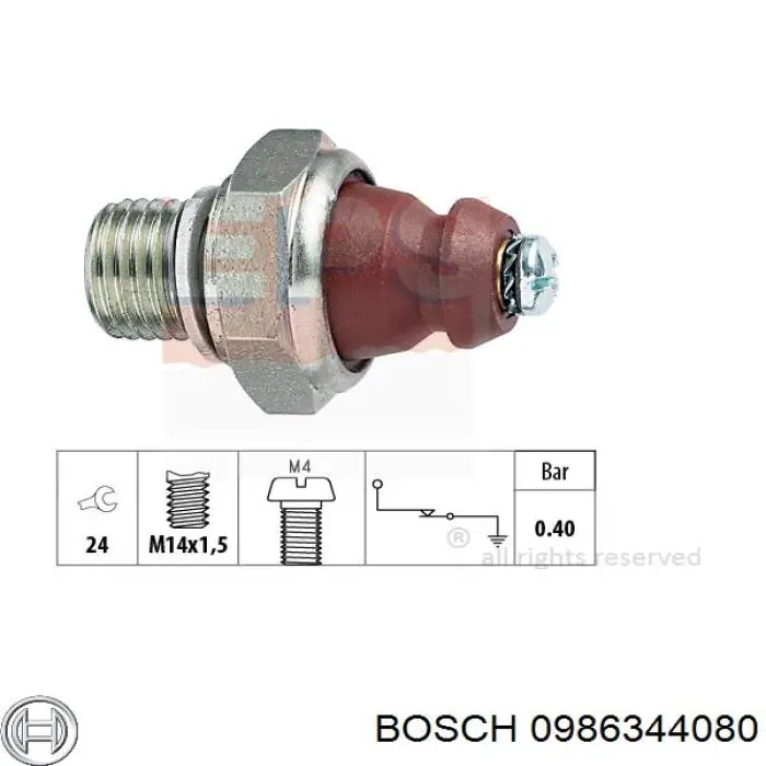 0986344080 Bosch Датчик показника тиску масла