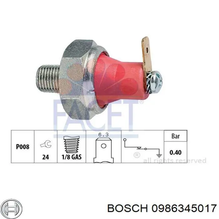 Датчик тиску масла 0986345017 Bosch