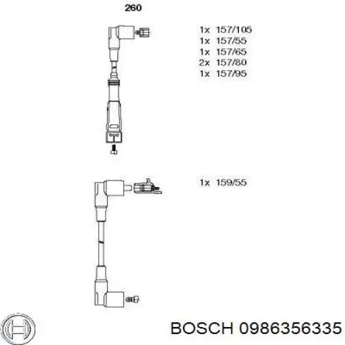 0986356335 Bosch дріт високовольтні, комплект