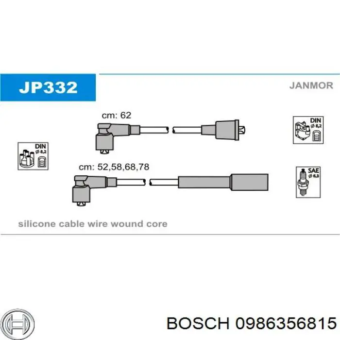 0986356815 Bosch дріт високовольтні, комплект