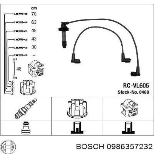 Дроти запалювання Bosch 986357232 ціна, від 73.26 USD