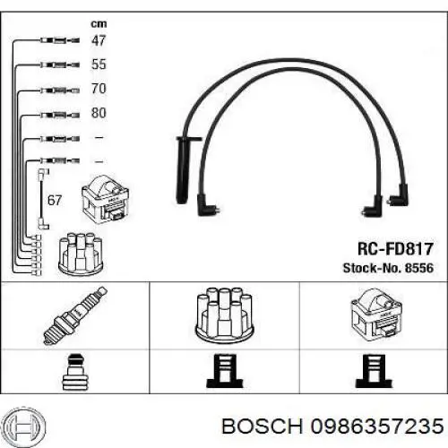 0986357235 Bosch дріт високовольтні, комплект