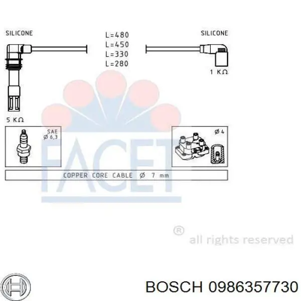 Купити 0986357730 Bosch Провід високовольтні, комплект