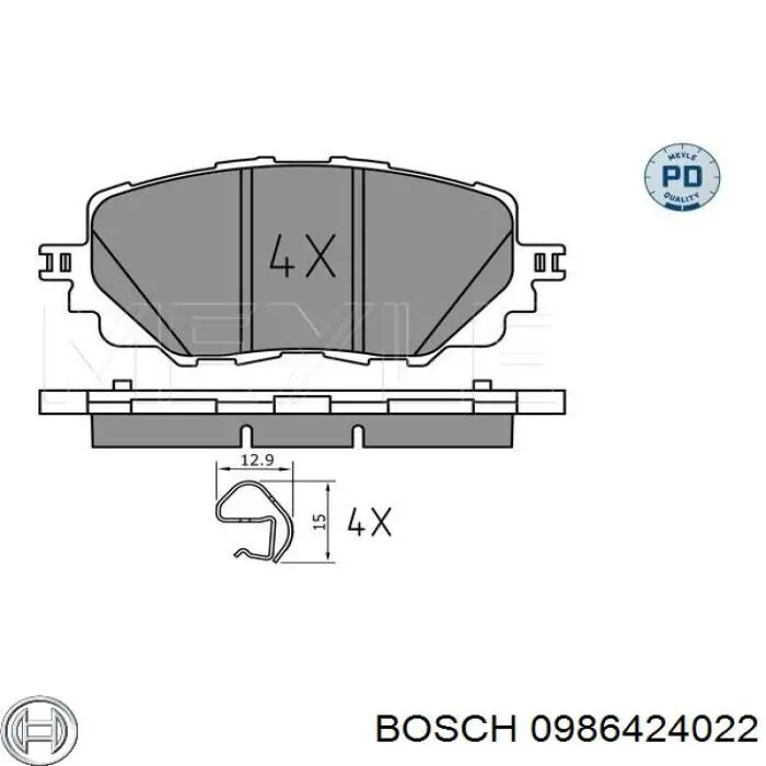 Передні тормозні колодки 0986424022 Bosch