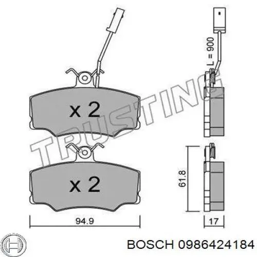 0986424184 Bosch колодки гальмівні передні, дискові