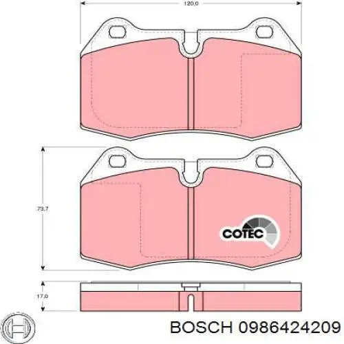 0986424209 Bosch Передні гальмівні колодки