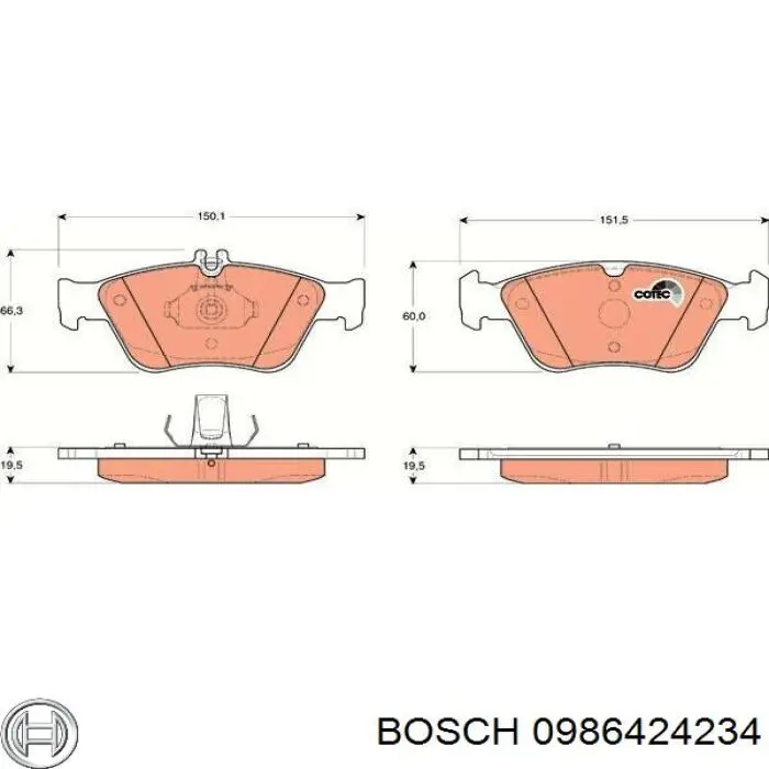 Купити 0986424234 Bosch Колодки гальмівні передні, дискові