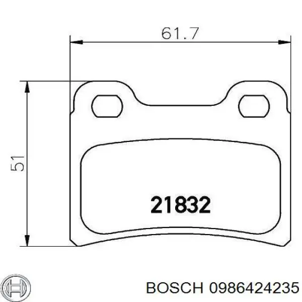 0986424235 Bosch Колодки гальмівні задні, дискові