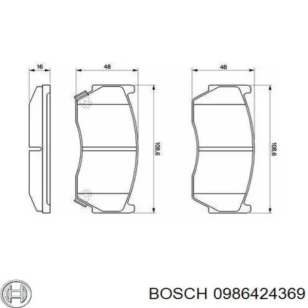 0986424369 Bosch колодки гальмівні передні, дискові