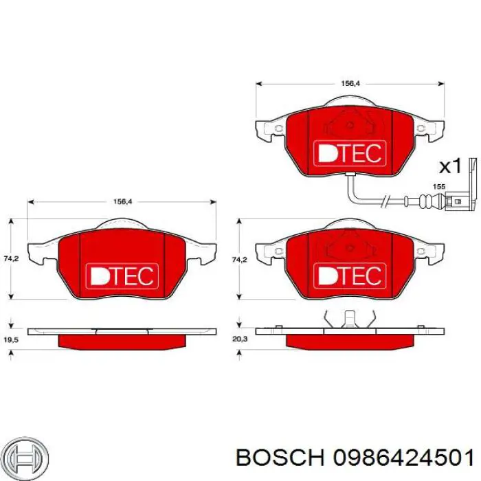 0986424501 Bosch Передні гальмівні колодки