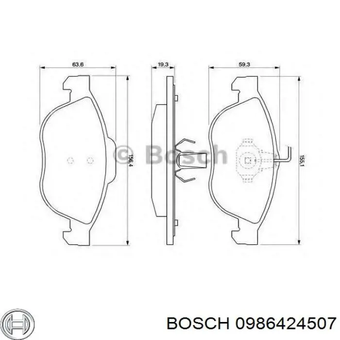 Колодки гальмівні передні, дискові 0986424507 Bosch