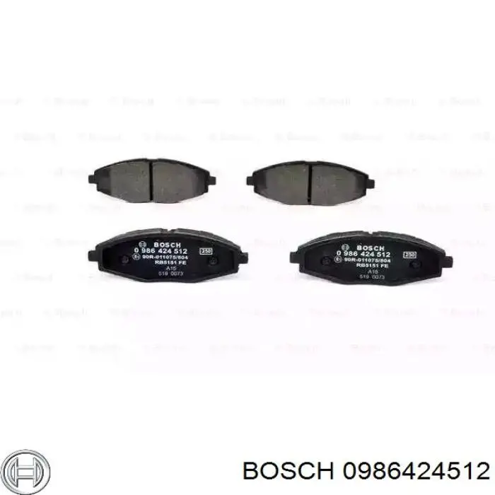0986424512 Bosch колодки гальмівні передні, дискові