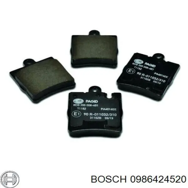 0986424520 Bosch колодки гальмові задні, дискові