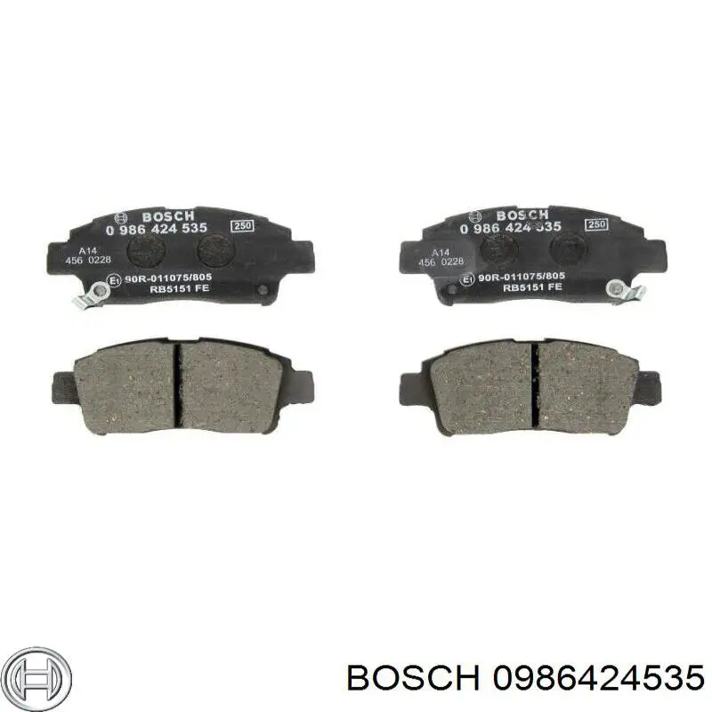 0986424535 Bosch колодки гальмівні передні, дискові