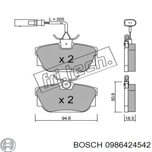 Купити 0986424542 Bosch Задні колодки