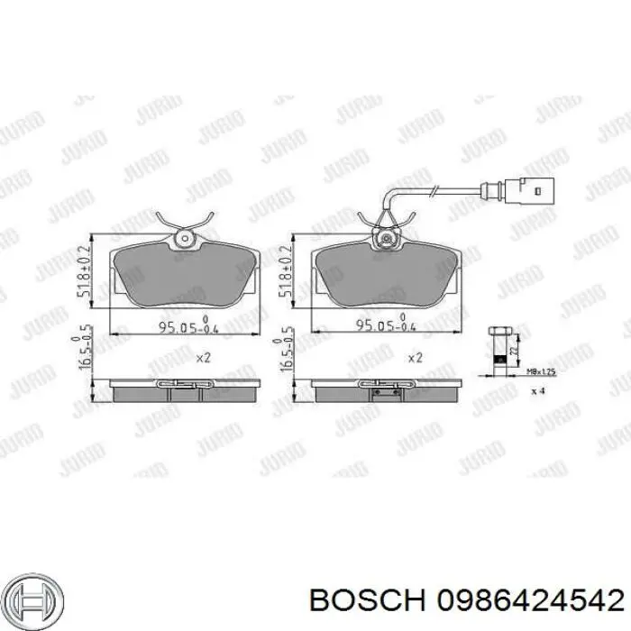 Задні дискові колодки Bosch 0986424542