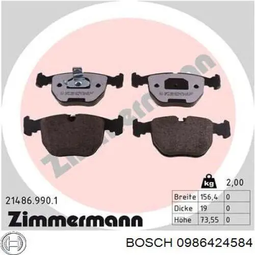 Гальмівні колодки Bosch 0986424584 ціна, від 30.40 USD