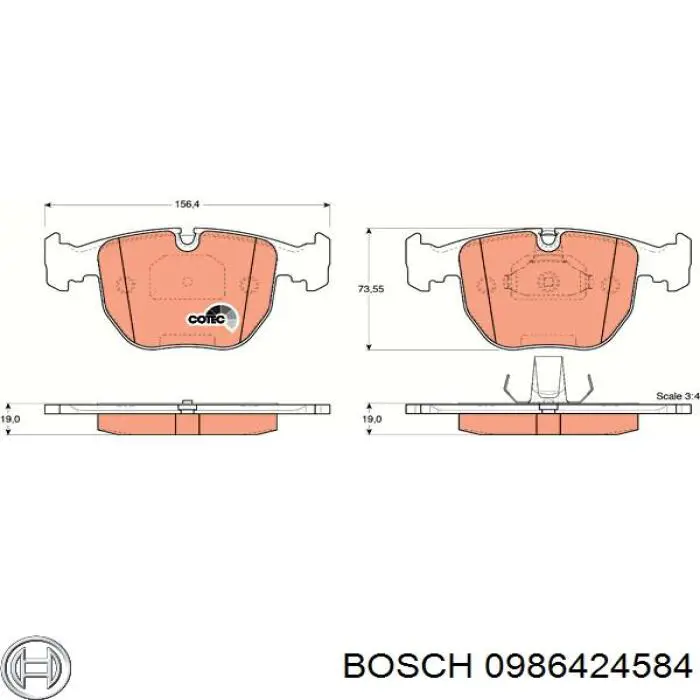 Купити 0986424584 Bosch Колодки гальмівні передні, дискові