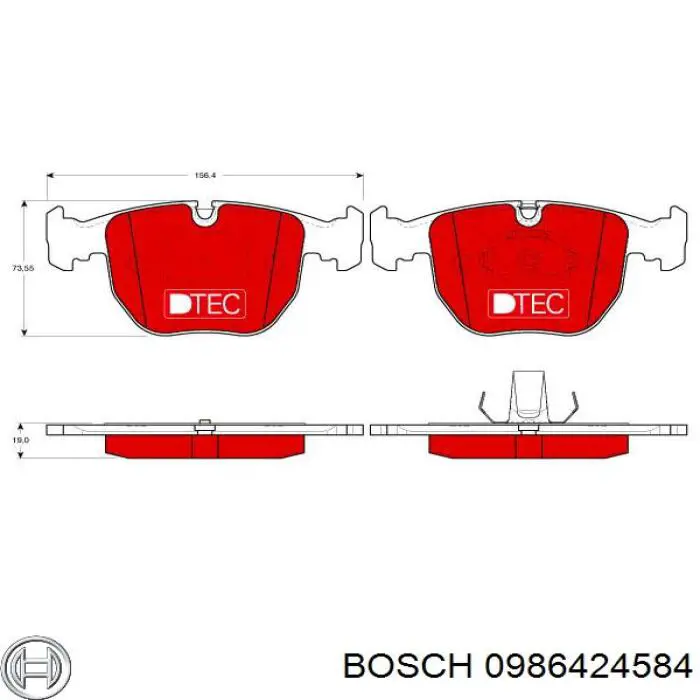 Передні тормозні колодки 0986424584 Bosch