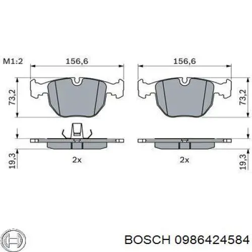 Купити 0986424584 Bosch Колодки гальмівні передні, дискові