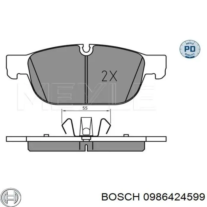 Колодки гальмівні передні, дискові 0986424599 Bosch