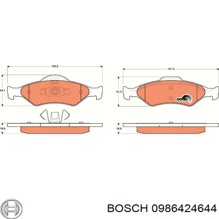 Передні тормозні колодки 0986424644 Bosch
