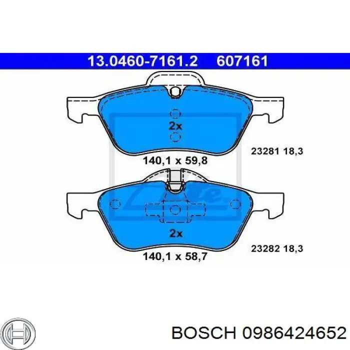 Передні тормозні колодки 0986424652 Bosch