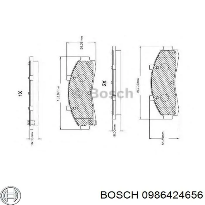 Передні тормозні колодки 0986424656 Bosch
